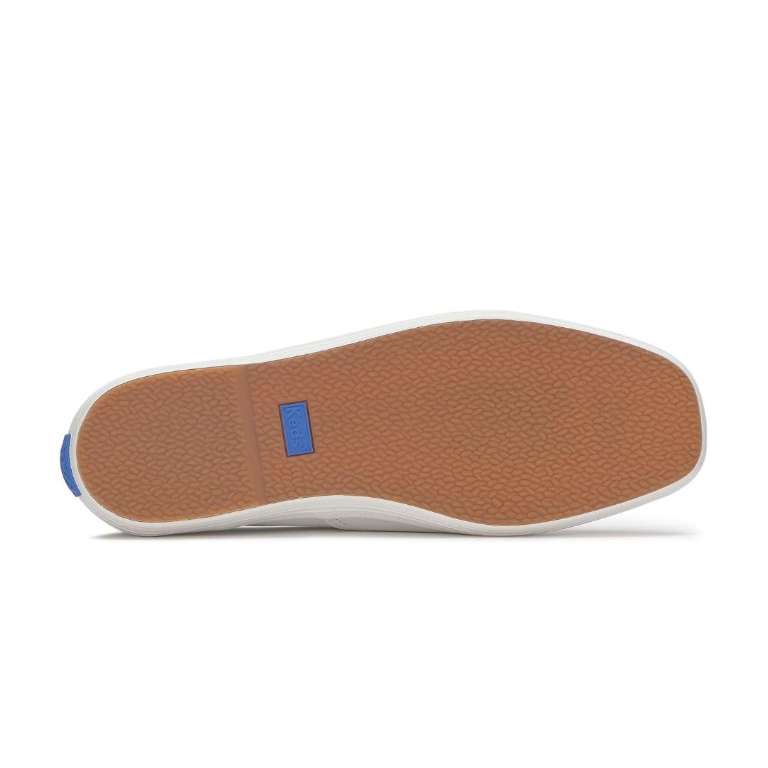 Womens Champion Square Toe Slip Soft Leather Snow White Sneaker