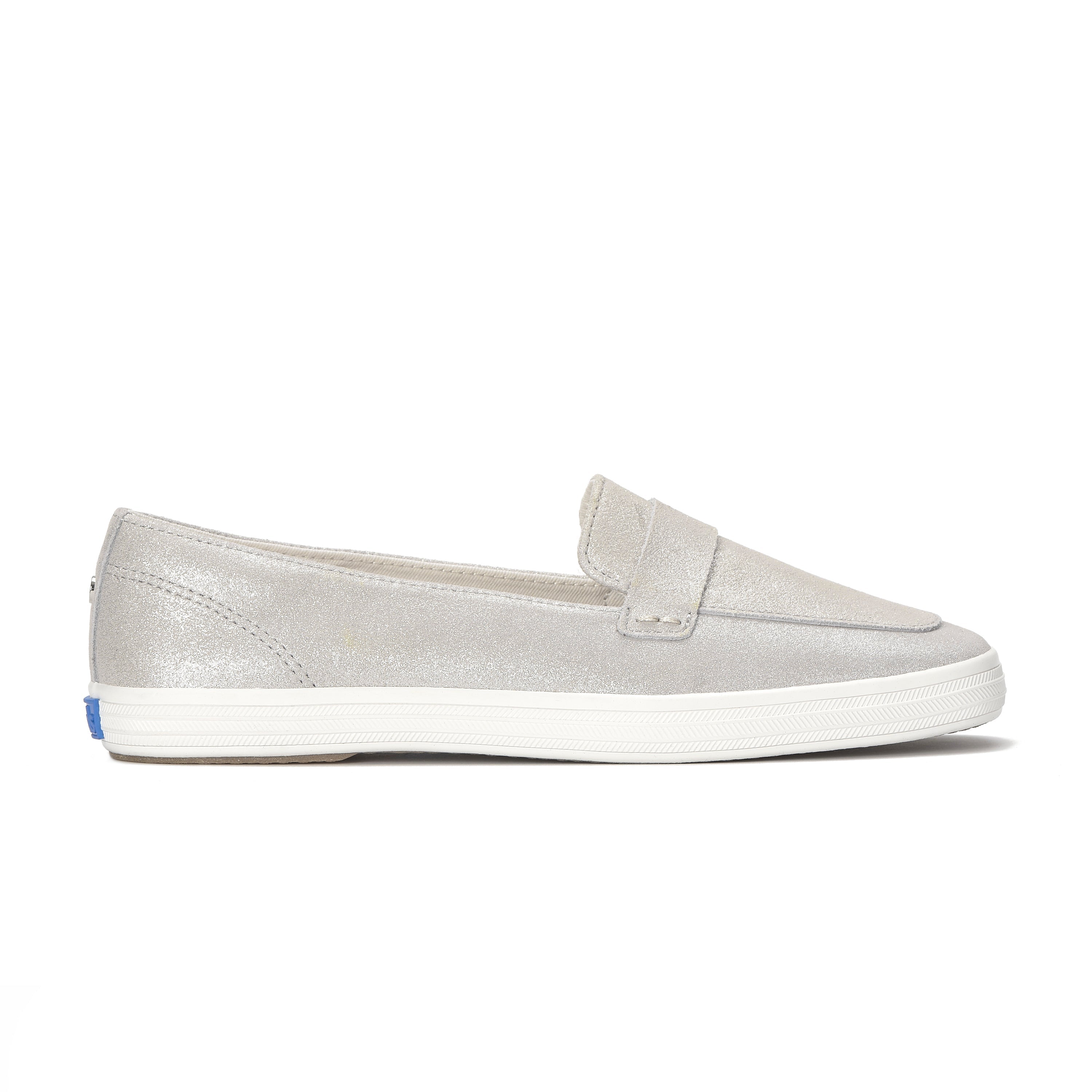 Womens Keds Square Toe Loafer Glitter Suede Pale Silver Sneakers