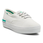 Women's The Platform Pique Stripe Canvas Sneaker White/Green