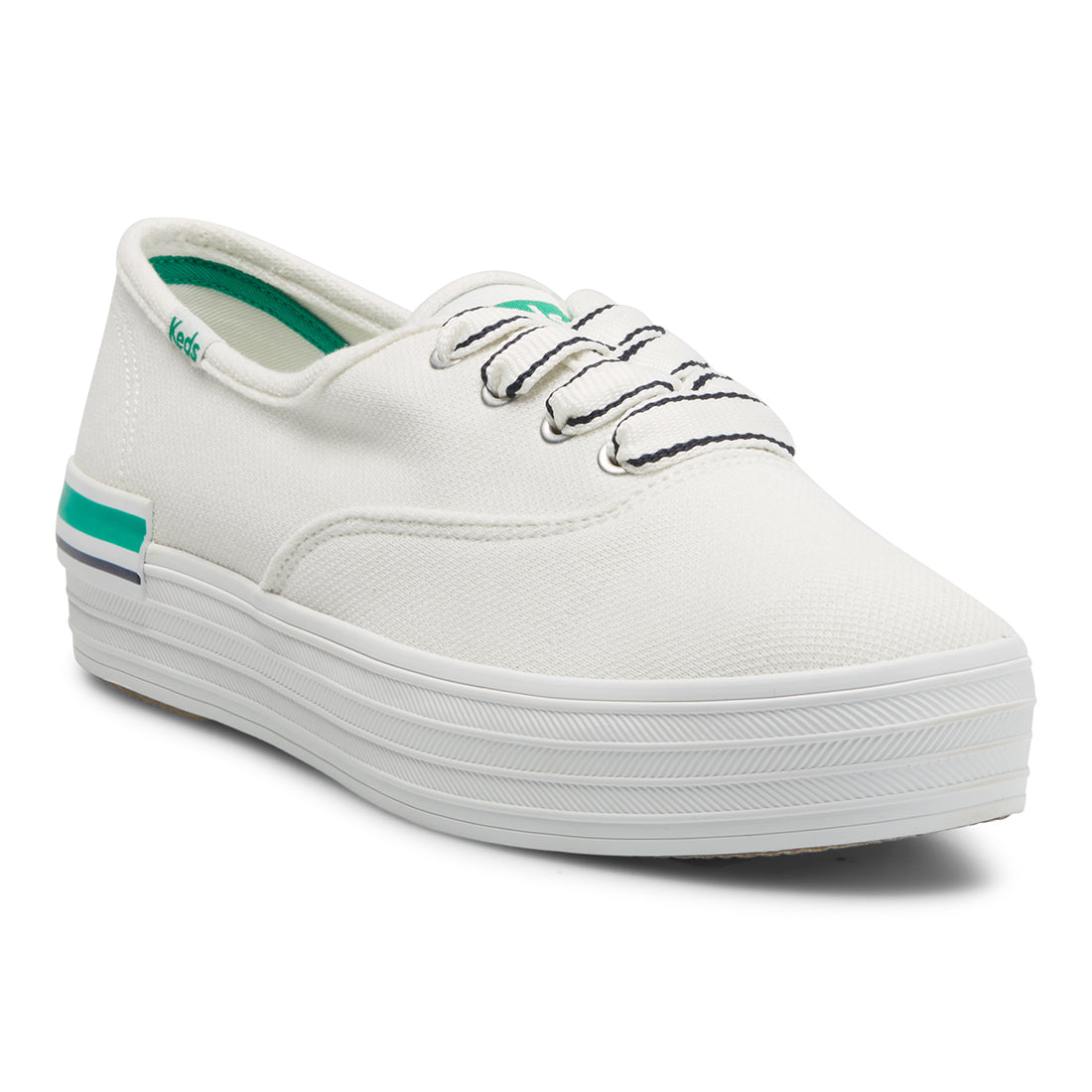 Women's The Platform Pique Stripe Canvas Sneaker White/Green
