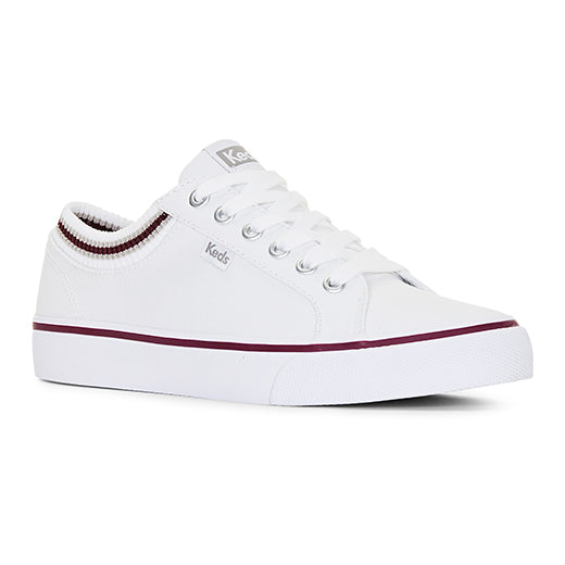 Women's Jump Kick Rib Knit Collar White/Burgundy