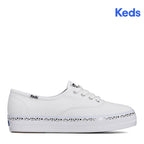 Women's The Platform Canvas Spot Stripe Foxing Sneaker White