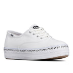 Women's The Platform Canvas Spot Stripe Foxing Sneaker White