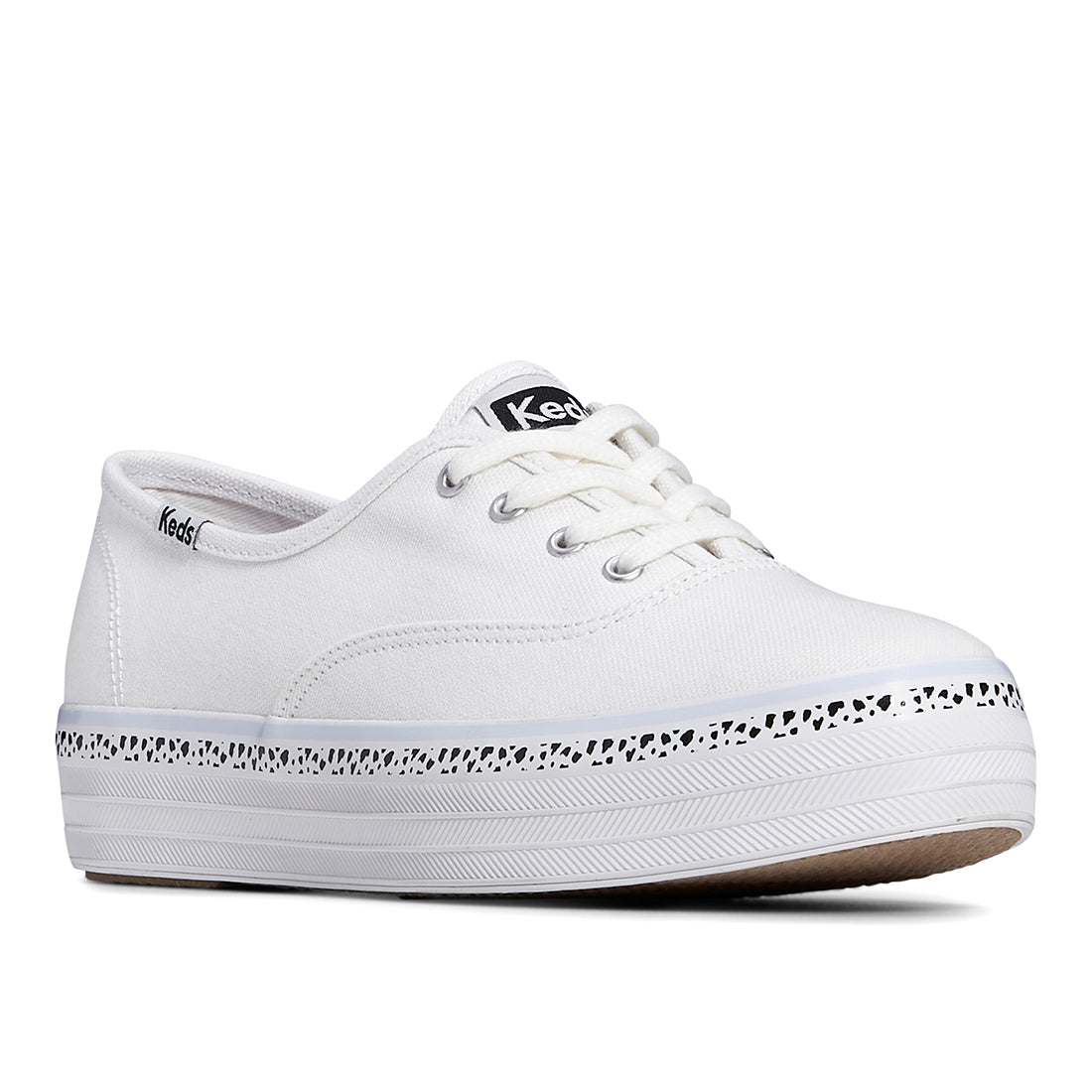 Women's The Platform Canvas Spot Stripe Foxing Sneaker White