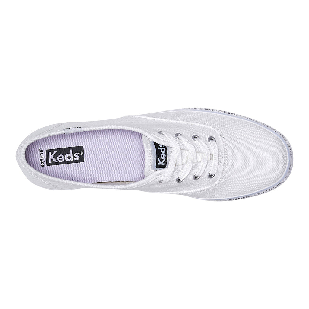 Women's The Platform Canvas Spot Stripe Foxing Sneaker White