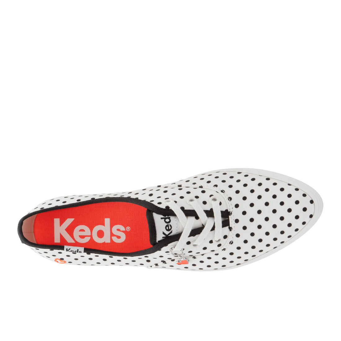 Womens Champion Point Low Canvas Small Polka Dot Sneaker Snow White/Black