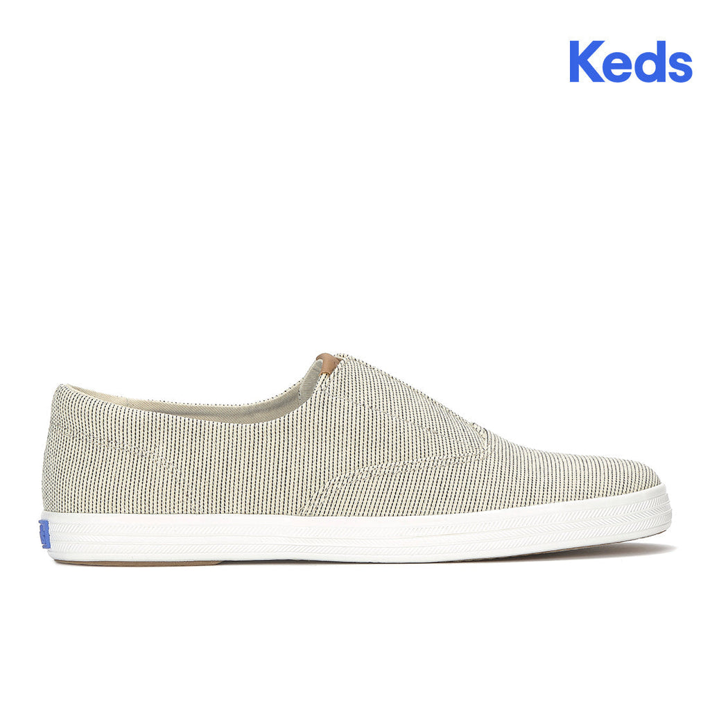 Keds Champion Round Toe Slip Seed Stripe Sneaker Cream