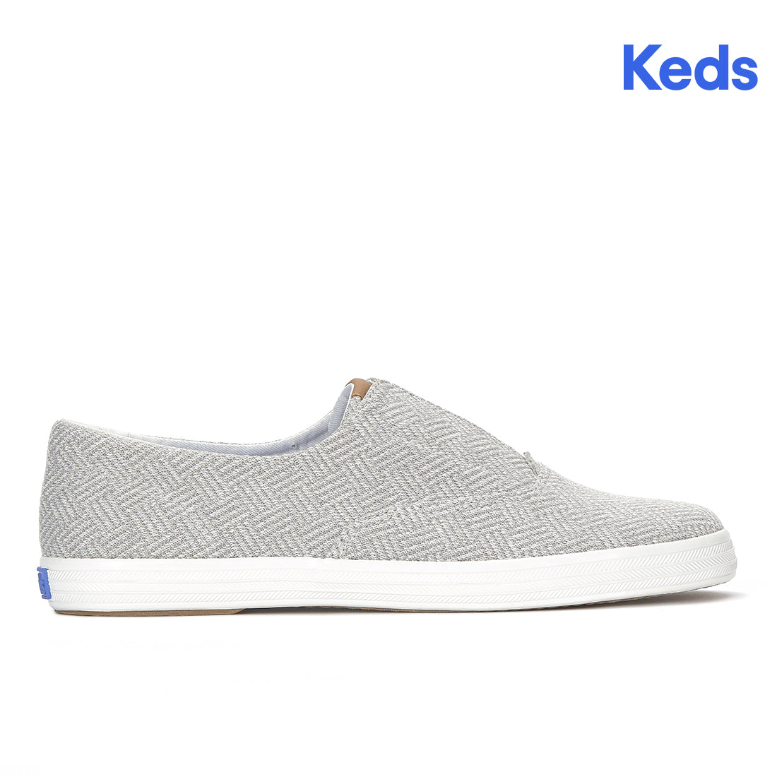Keds Champion Round Toe Slip Crosshatch Textile Sneaker Light Grey