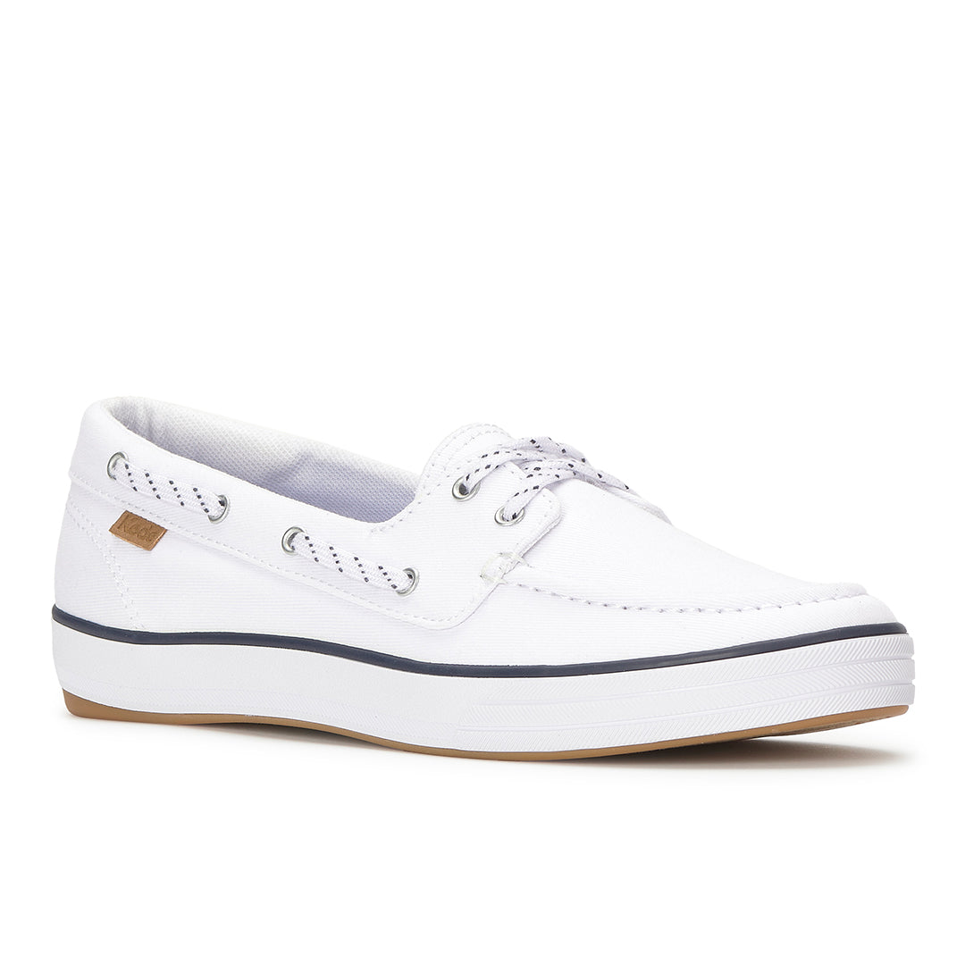 Women's Center III Boat Twill White Sneaker | Modern Casual Style