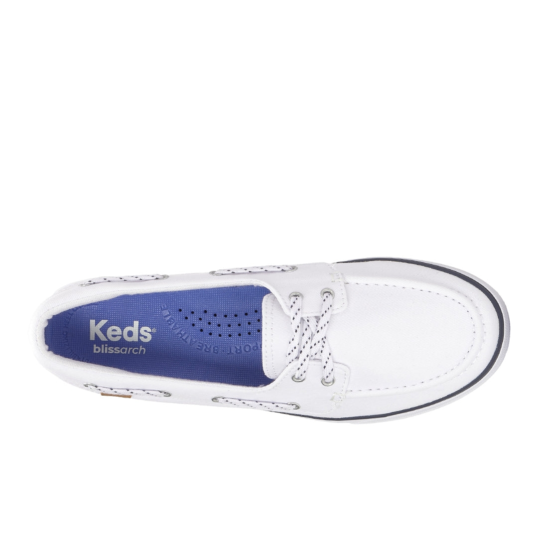 Women's Center III Boat Twill White Sneaker | Modern Casual Style