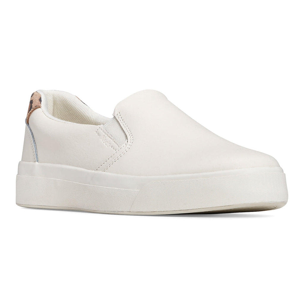 Women's Pursuit Slip Leather Leo Sneaker White