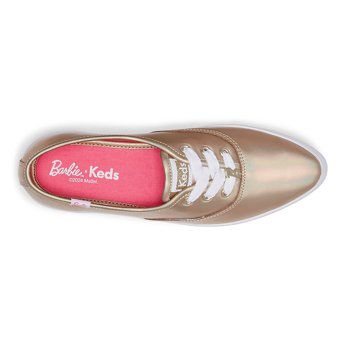 Women's Barbie Point Metallic Leather Sneaker Gold