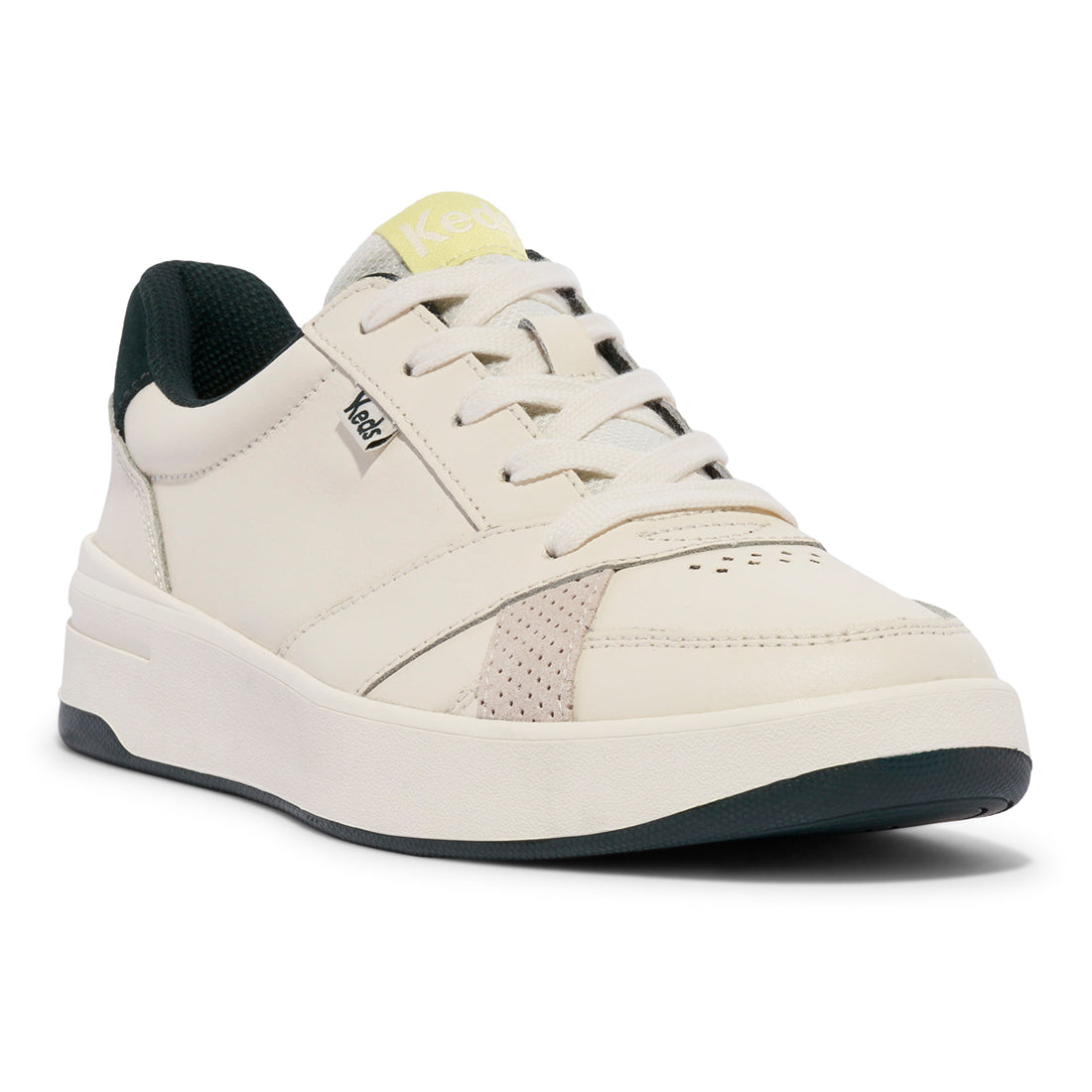 Keds Womens' The Court Leather Off White/Green
