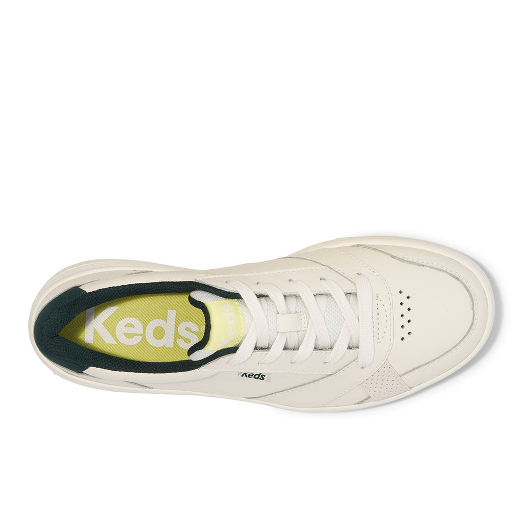 Keds Womens' The Court Leather Off White/Green
