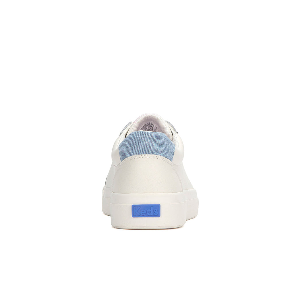 Women's Pursuit Leather Denim Heel Fob Sneaker Snow White/Light Blue