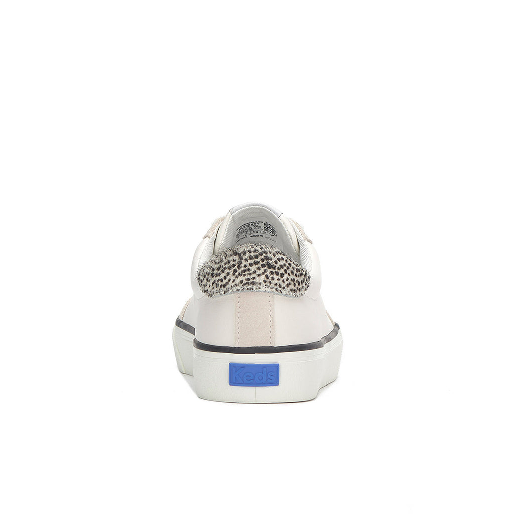 Women's Jump Kick T-Toe Leather/Suede Hair Calf Heel Sneaker Snow White/Cream/Black