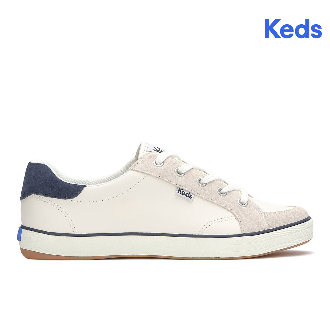 Women's Center III Leather/Suede Sneaker Snow White/Navy | Premium Casual Style