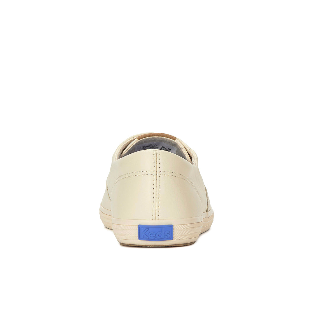 Women's Keds Champion Round Toe Slip Leather Parchment Sneaker