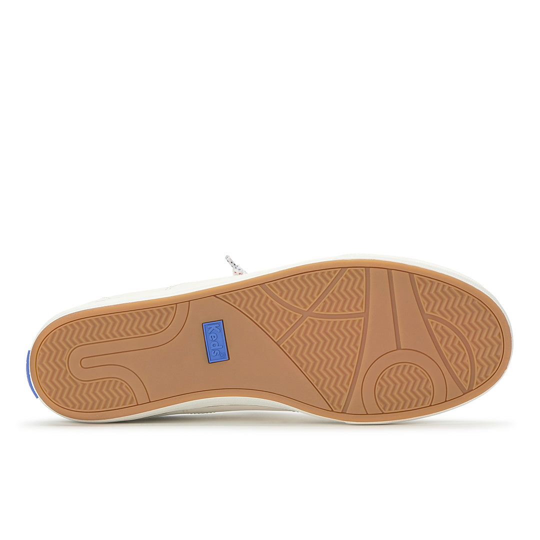 Women's Center III Slip On Leather Nautical Snow White/Navy Sneaker | Easy-On Comfort Style