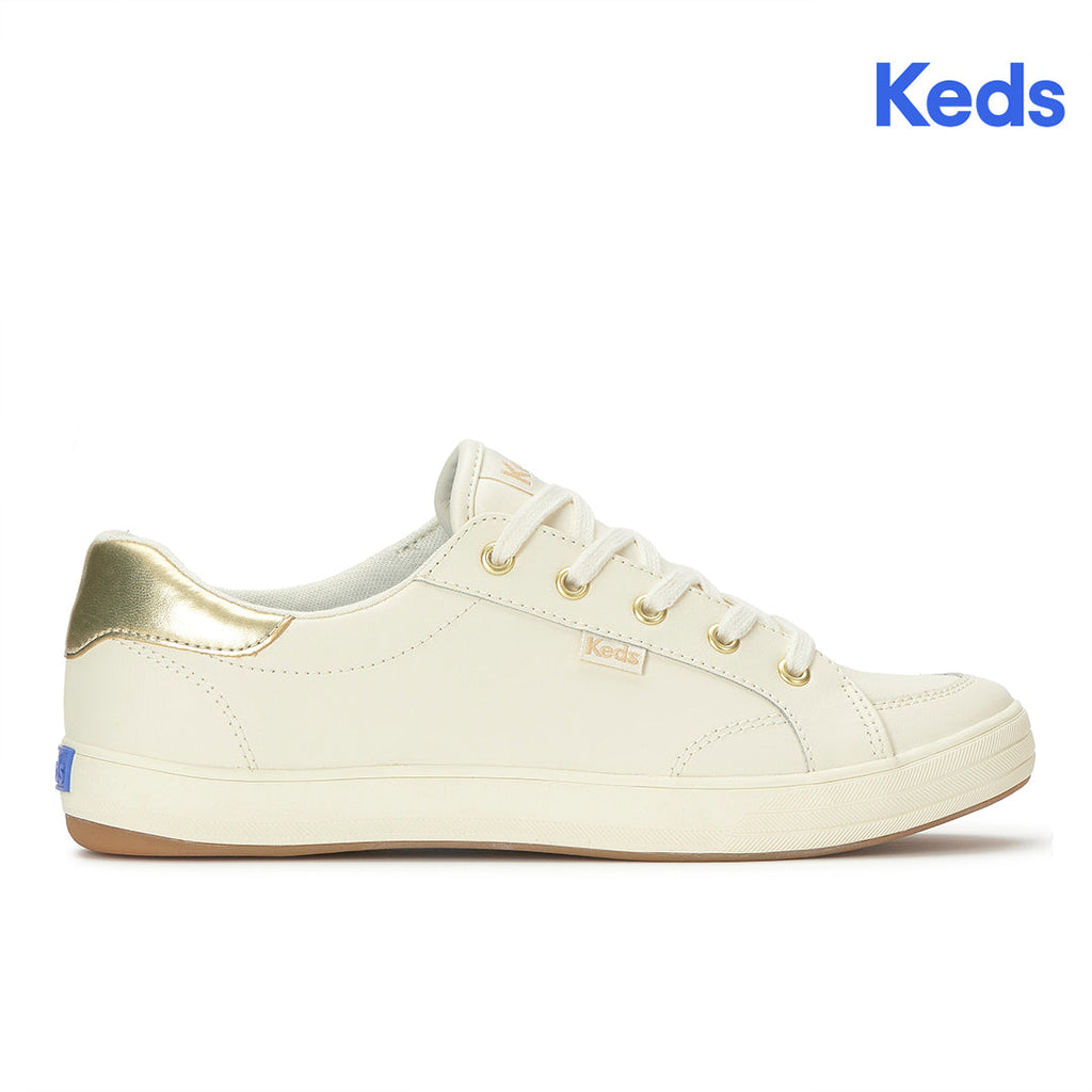 Women's Center III Leather Egret/Gold Sneaker
