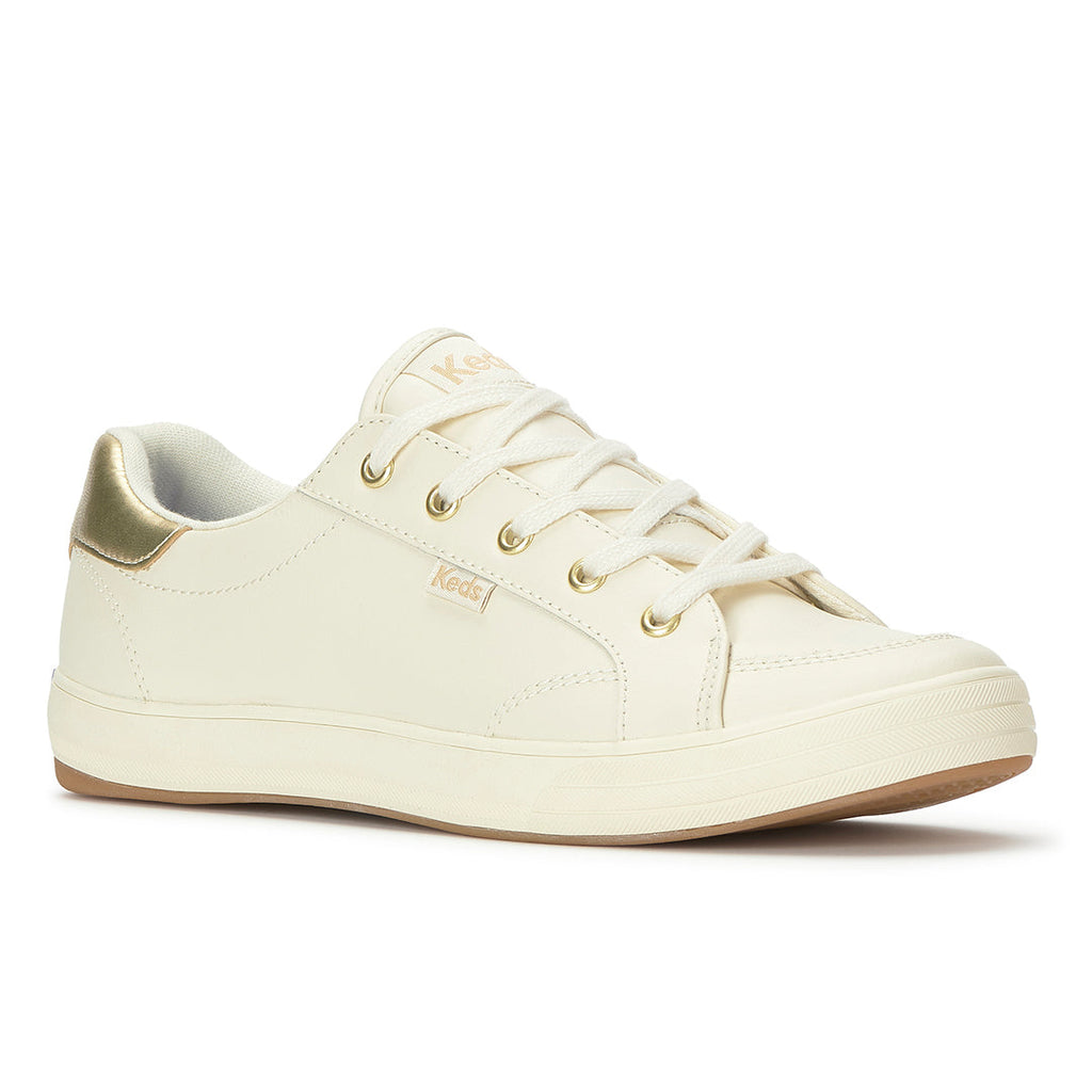 Women's Center III Leather Egret/Gold Sneaker