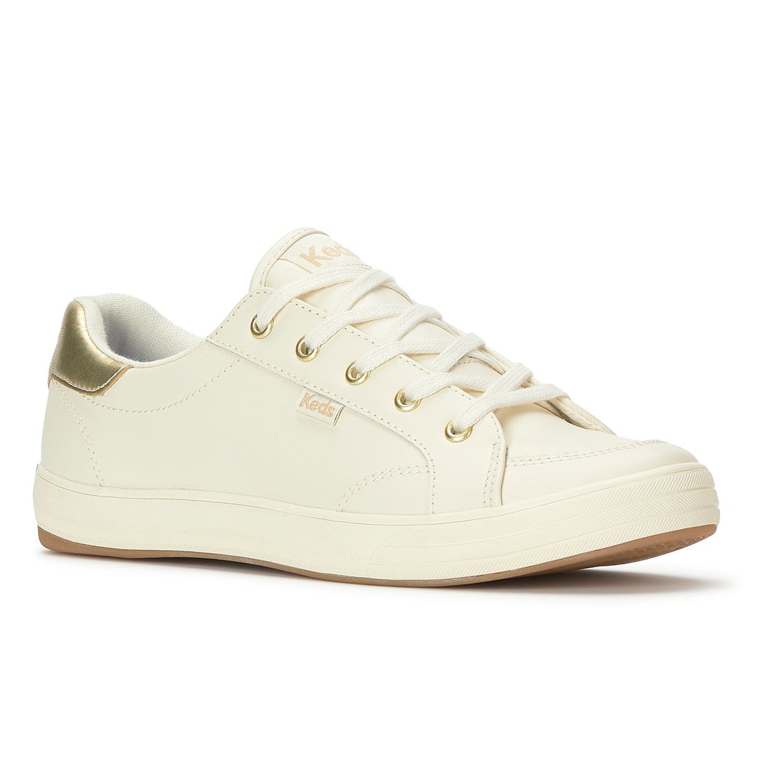 Women's Center III Leather Egret/Gold Sneaker