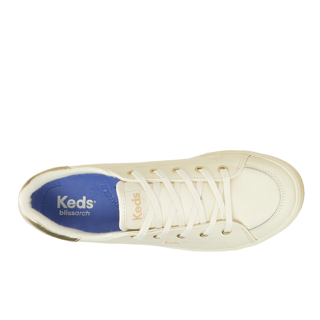 Women's Center III Leather Egret/Gold Sneaker