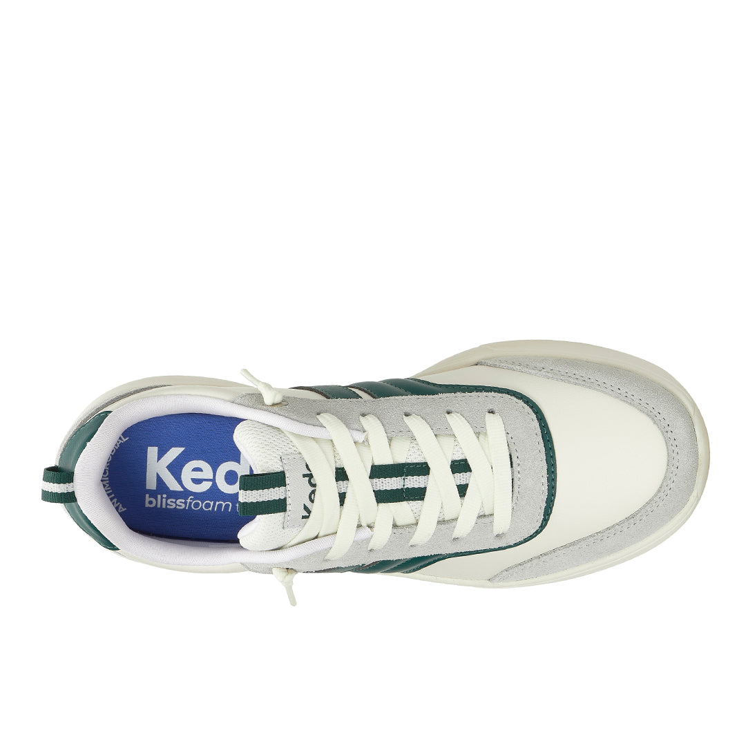 Women's Blisswalk Ubal Leather/Suede Snow White/Light Grey/Forest Green Sneaker | Premium Casual Style
